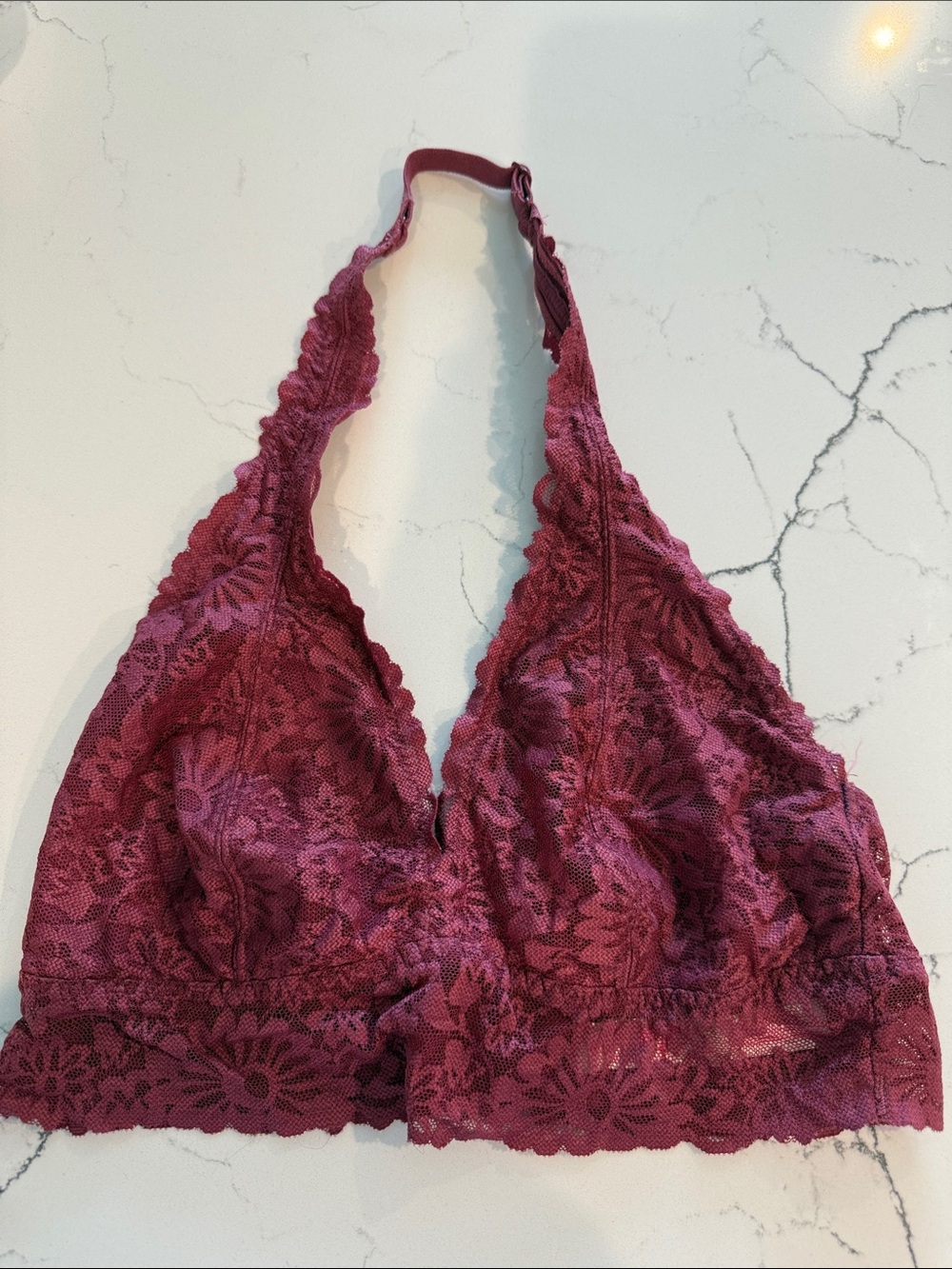PINK Victoria's Secret Wine Plum Lace Halter Bralette